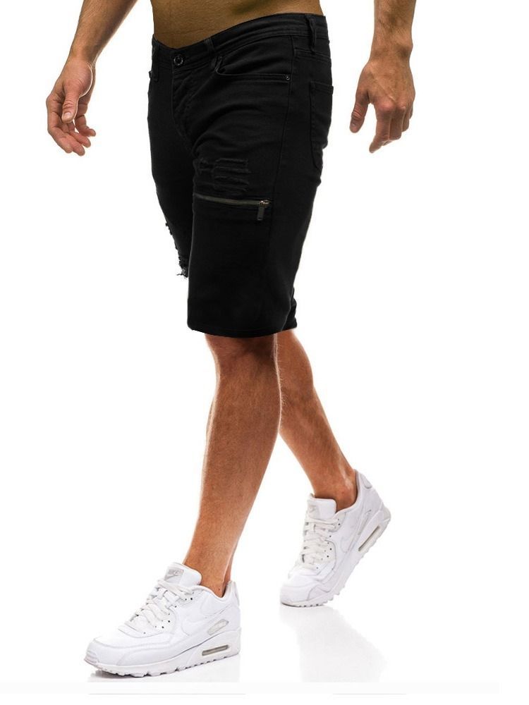 Shorts Casual Masculino Com Zíper Liso