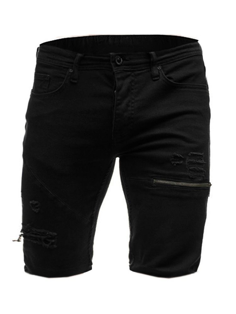 Shorts Casual Masculino Com Zíper Liso