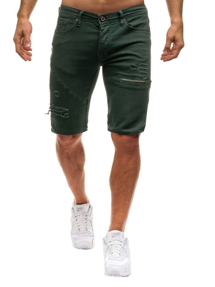 Shorts Casual Masculino Com Zíper Liso