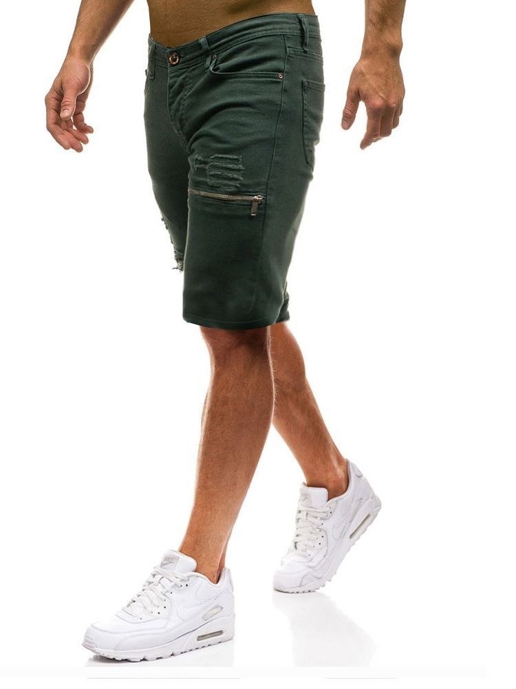 Shorts Casual Masculino Com Zíper Liso