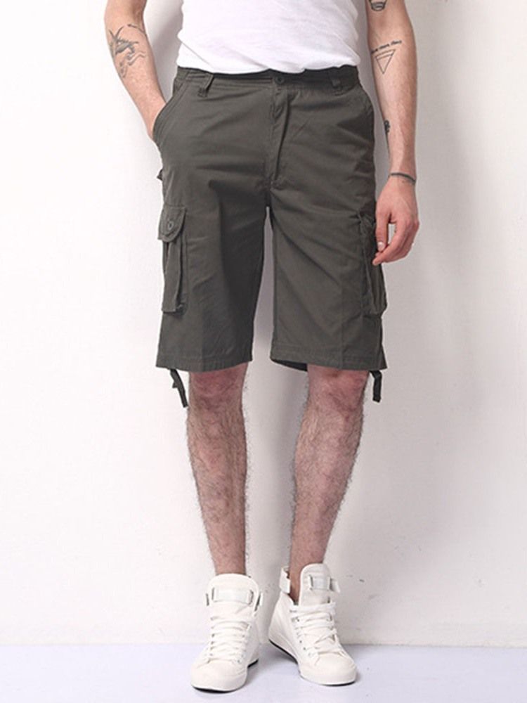 Shorts De Cintura Baixa Casual Masculinos Com Bolso Liso Cintura Média