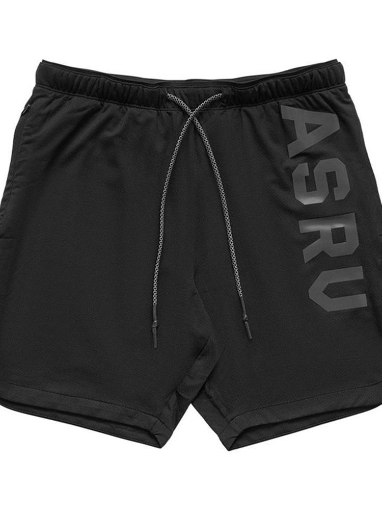 Shorts Esportivos Com Cordões Masculinos Com Estampa Solta