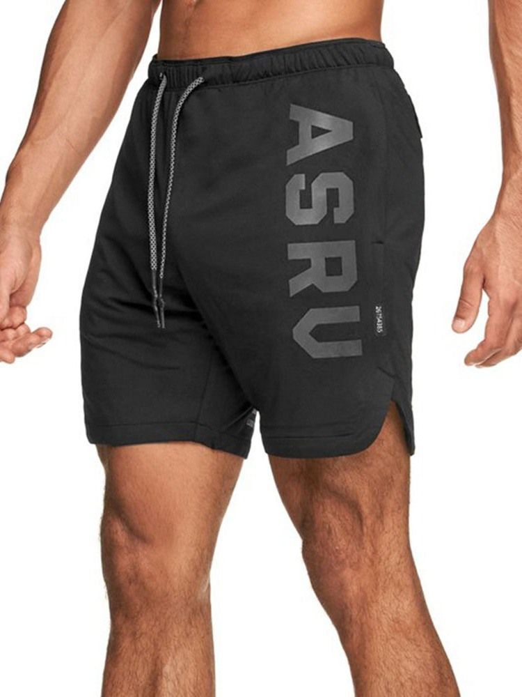 Shorts Esportivos Com Cordões Masculinos Com Estampa Solta