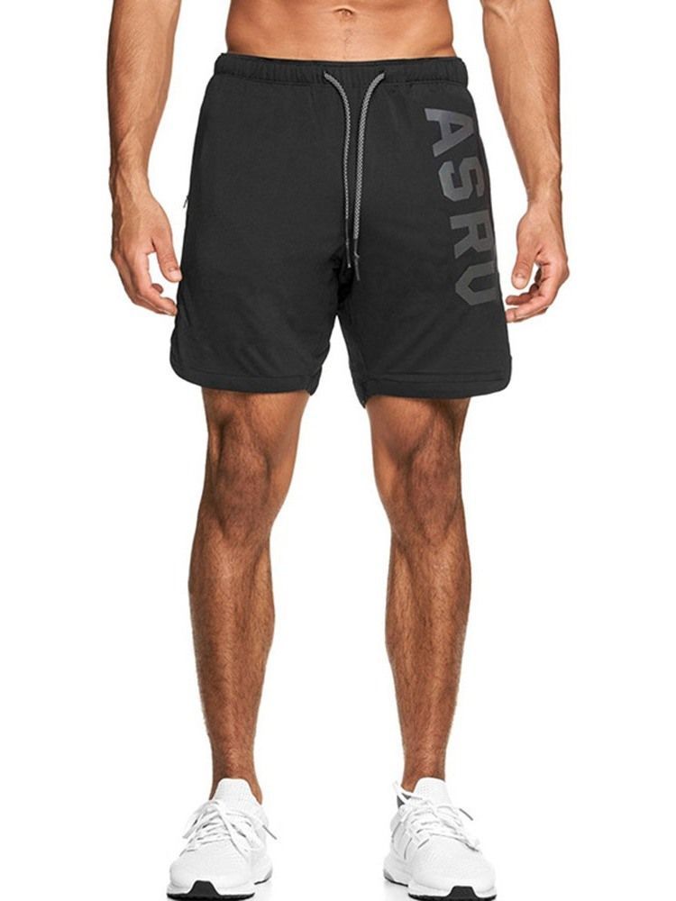 Shorts Esportivos Com Cordões Masculinos Com Estampa Solta