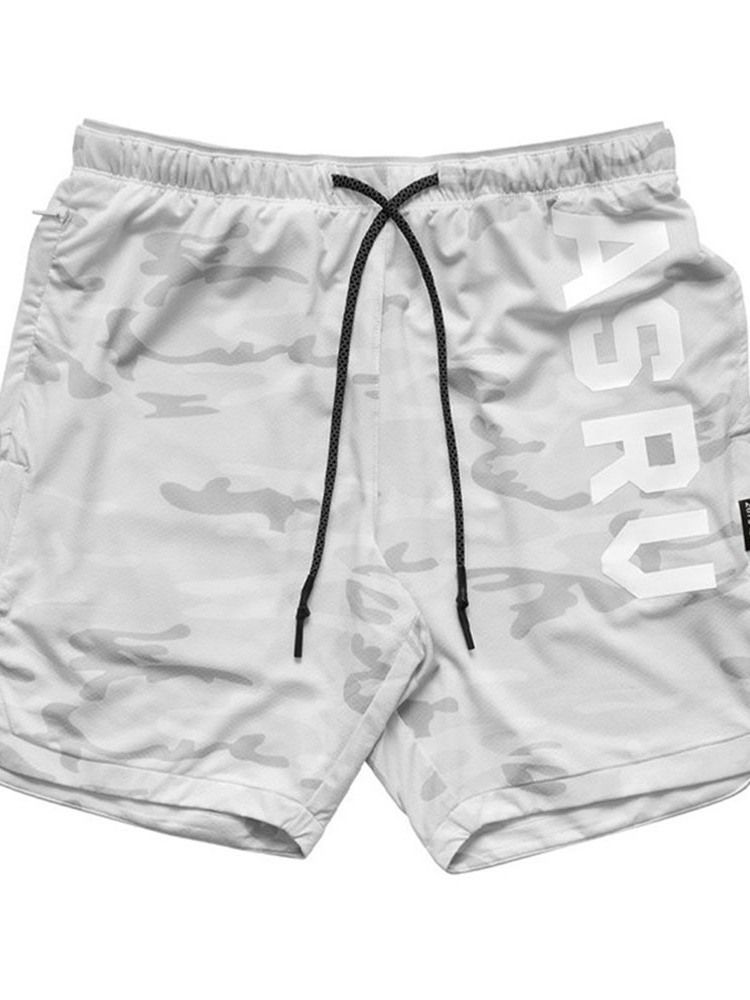 Shorts Esportivos Com Cordões Masculinos Com Estampa Solta