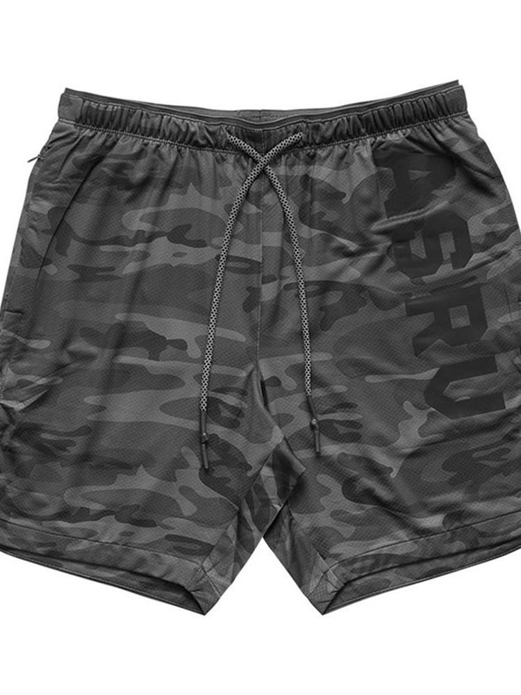 Shorts Esportivos Com Cordões Masculinos Com Estampa Solta