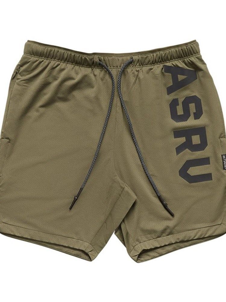 Shorts Esportivos Com Cordões Masculinos Com Estampa Solta