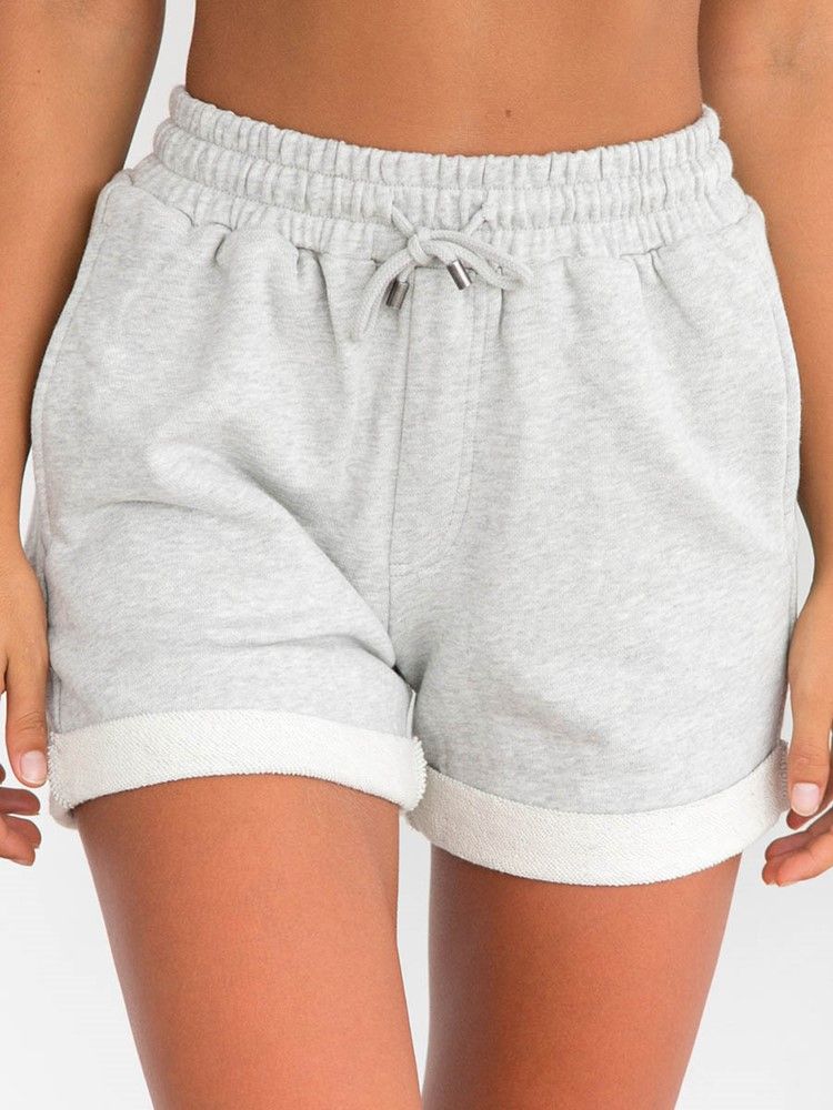 Shorts Esportivos Femininos Lisos Com Cordões