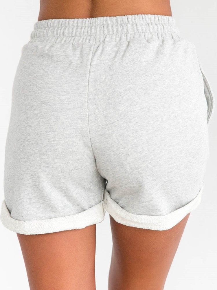 Shorts Esportivos Femininos Lisos Com Cordões