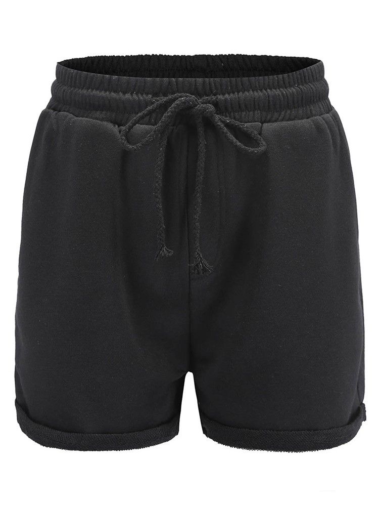 Shorts Esportivos Femininos Lisos Com Cordões