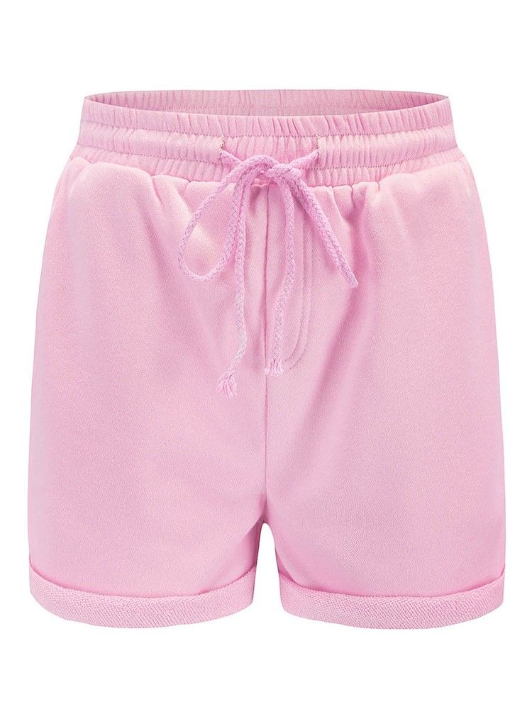 Shorts Esportivos Femininos Lisos Com Cordões