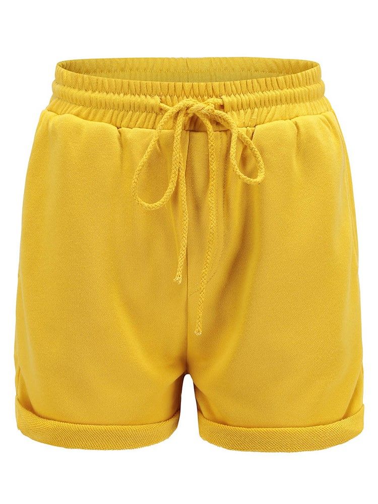 Shorts Esportivos Femininos Lisos Com Cordões