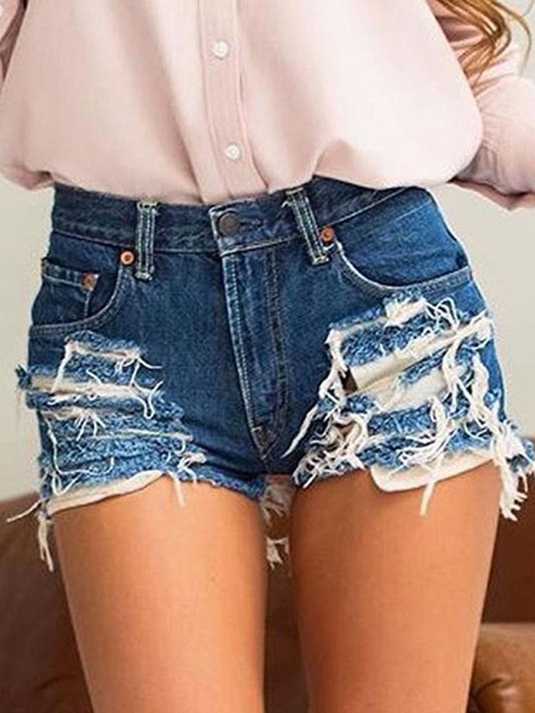 Shorts Femininos Jeans Rasgados Simples