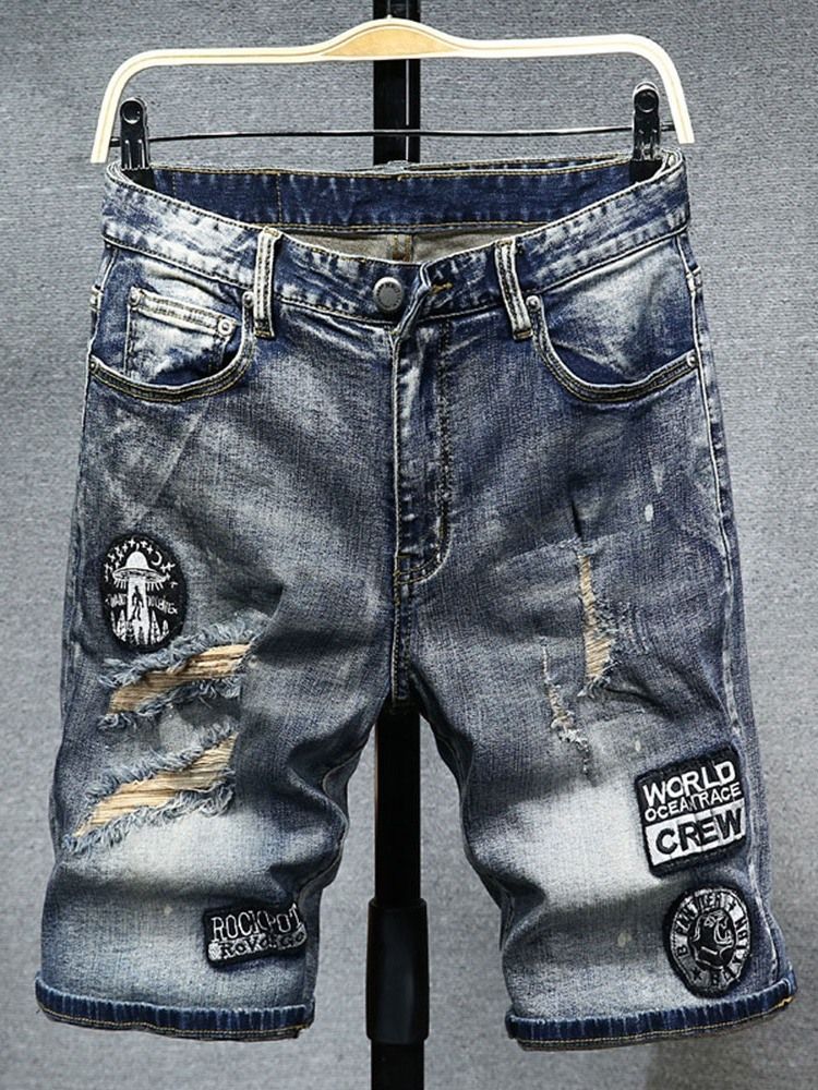 Shorts Jeans Casual Masculino Com Zíper De Bolso