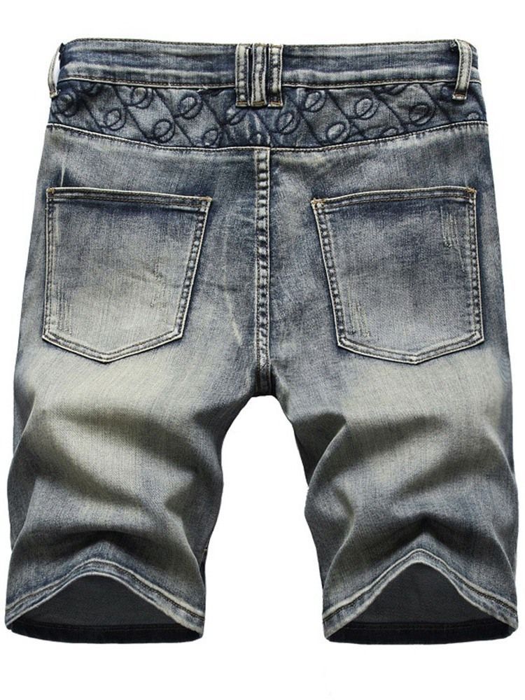 Shorts Jeans Com Zíper Casual De Bolso Reto Masculino