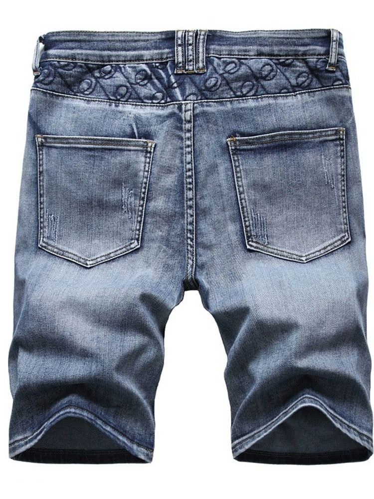 Shorts Jeans Com Zíper Casual De Bolso Reto Masculino