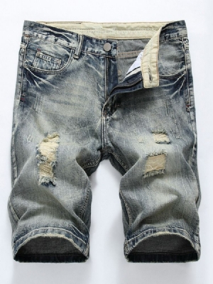 Shorts Jeans Masculinos De Cintura Média Hole European