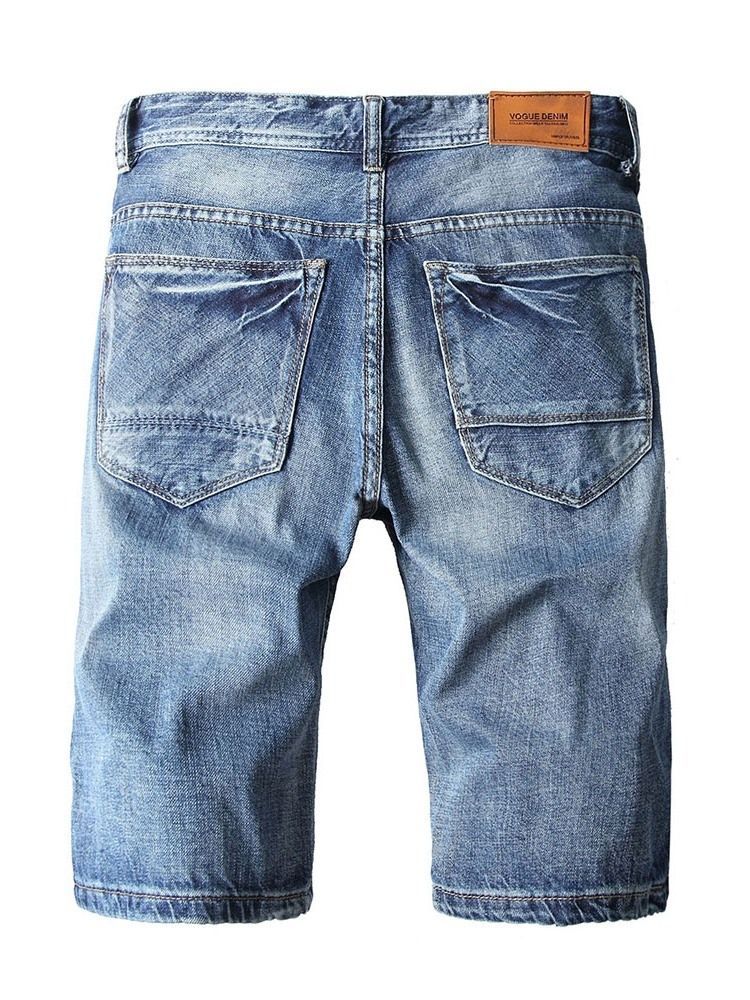 Shorts Jeans Masculinos Com Zíper Reto De Bolso