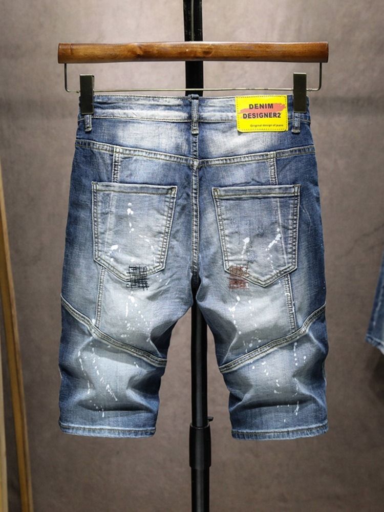 Shorts Jeans Masculinos De Hip Hop Com Zíper Reto