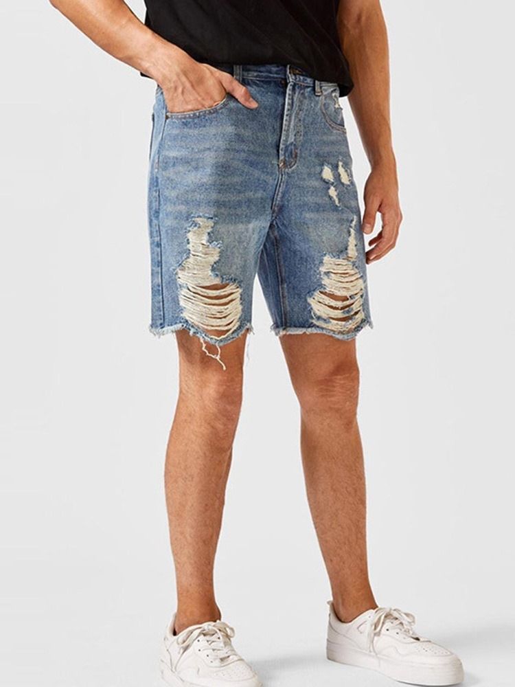 Shorts Jeans Masculinos Retos Com Zíper Europeu