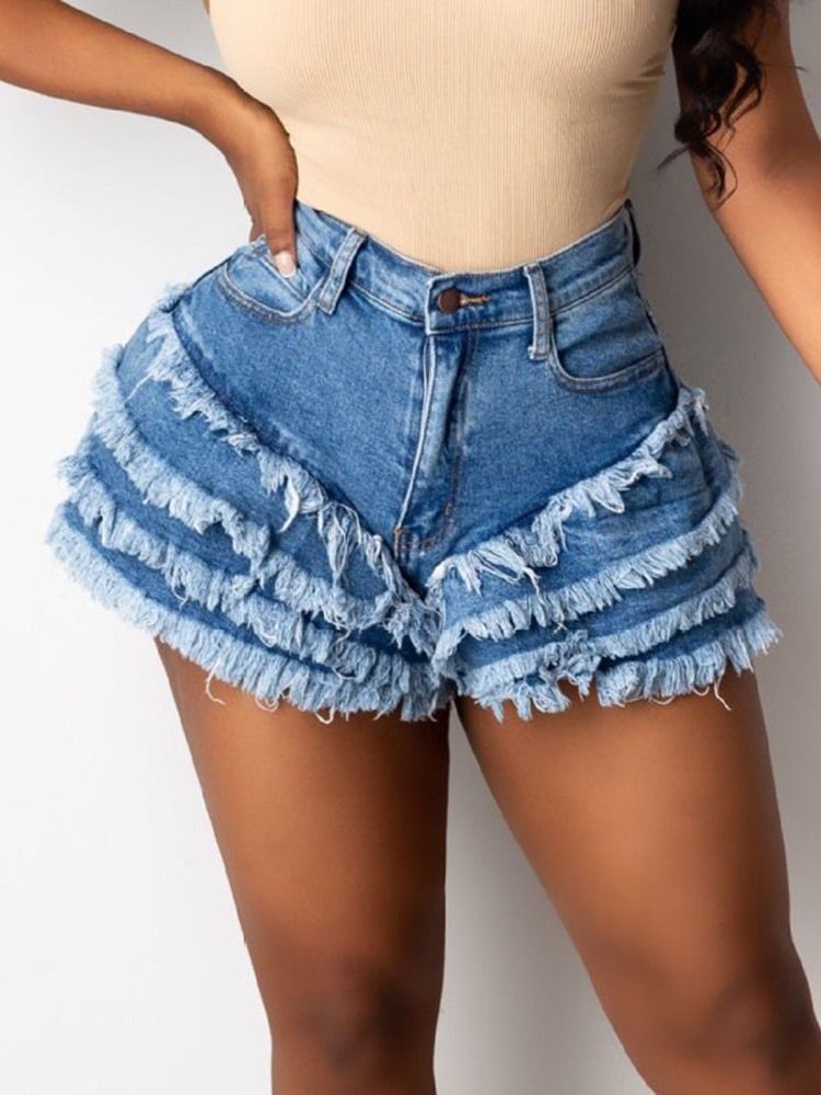 Shorts Jeans Patchwork Slim Feminino