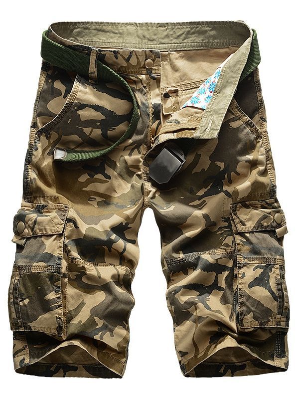 Shorts Masculinos Casuais Camuflados E Folgados