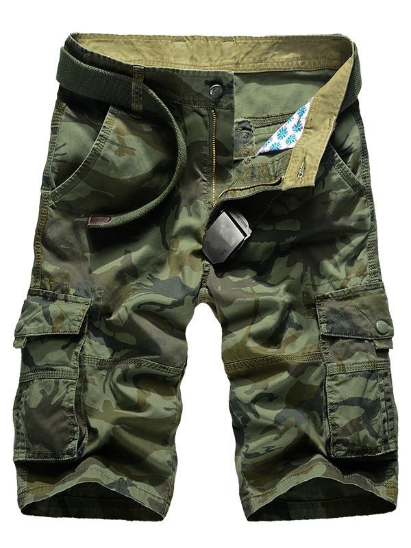 Shorts Masculinos Casuais Camuflados E Folgados