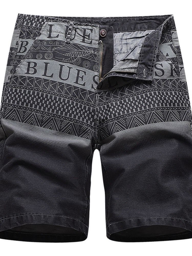 Shorts Masculinos Casual Estampados Em Linha Reta