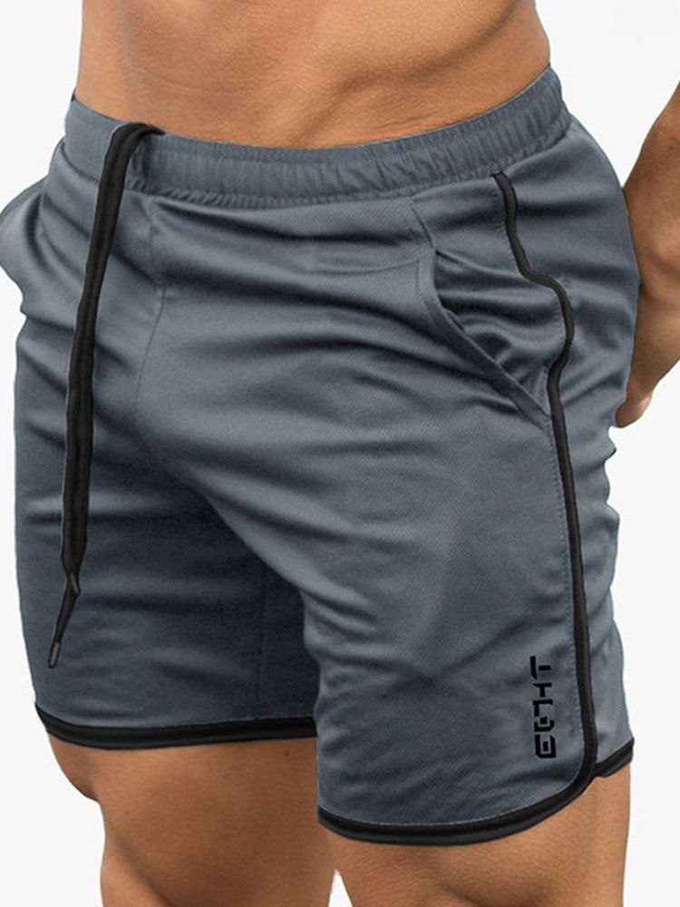 Shorts Masculinos Com Bolso Folgado Liso Casual Com Cordões