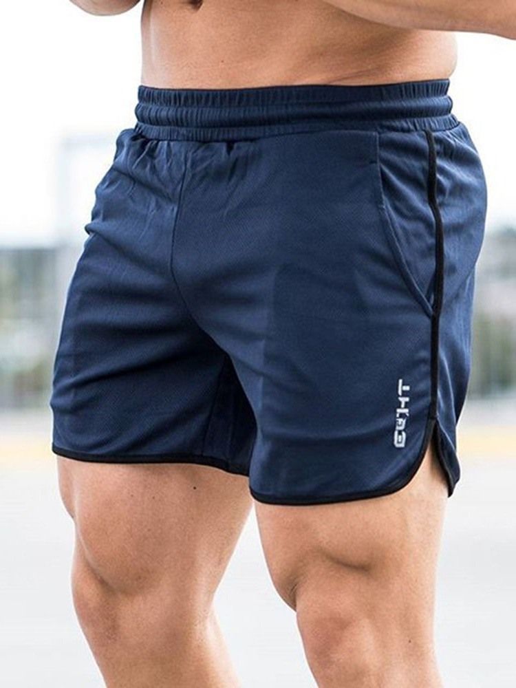 Shorts Masculinos Com Bolso Folgado Liso Casual Com Cordões