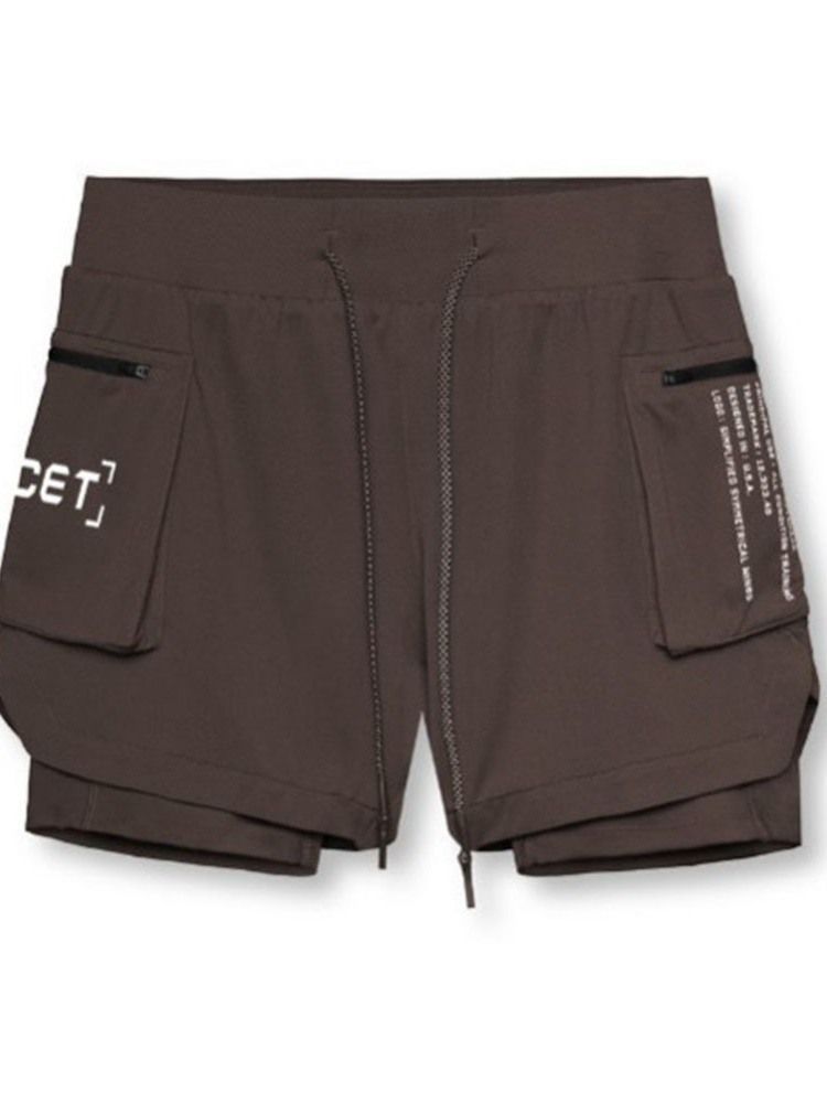 Shorts Masculinos Com Cadarço E Bolso Carta Solta