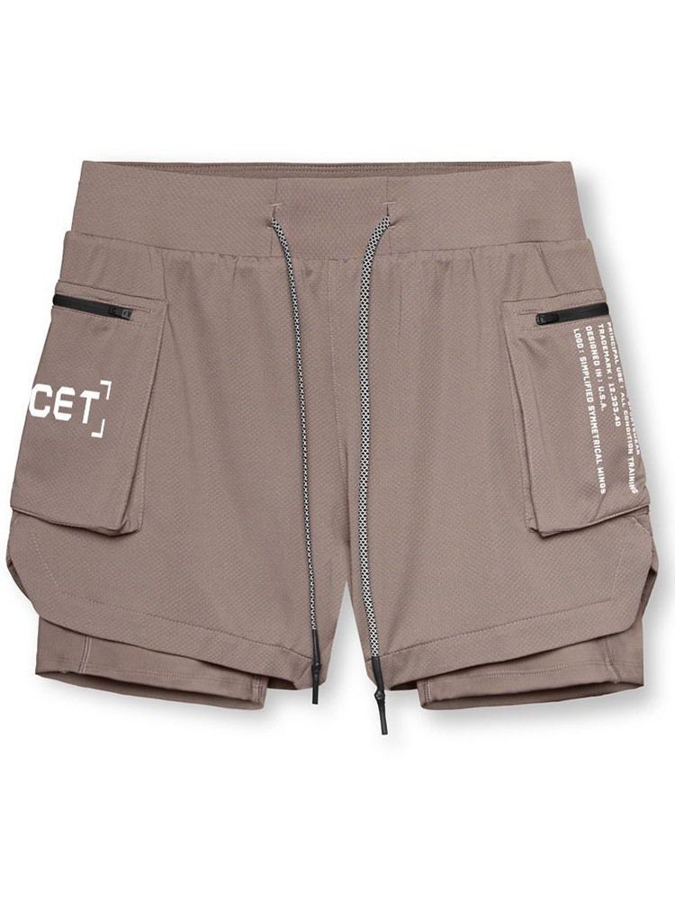 Shorts Masculinos Com Cadarço E Bolso Carta Solta