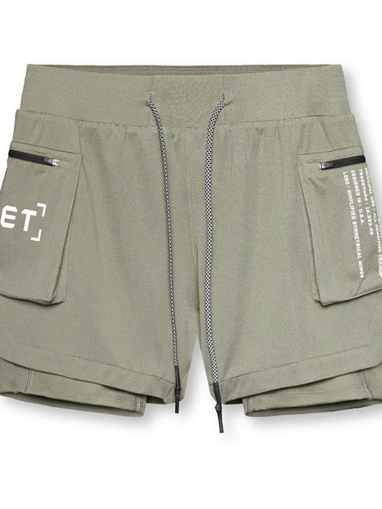 Shorts Masculinos Com Cadarço E Bolso Carta Solta