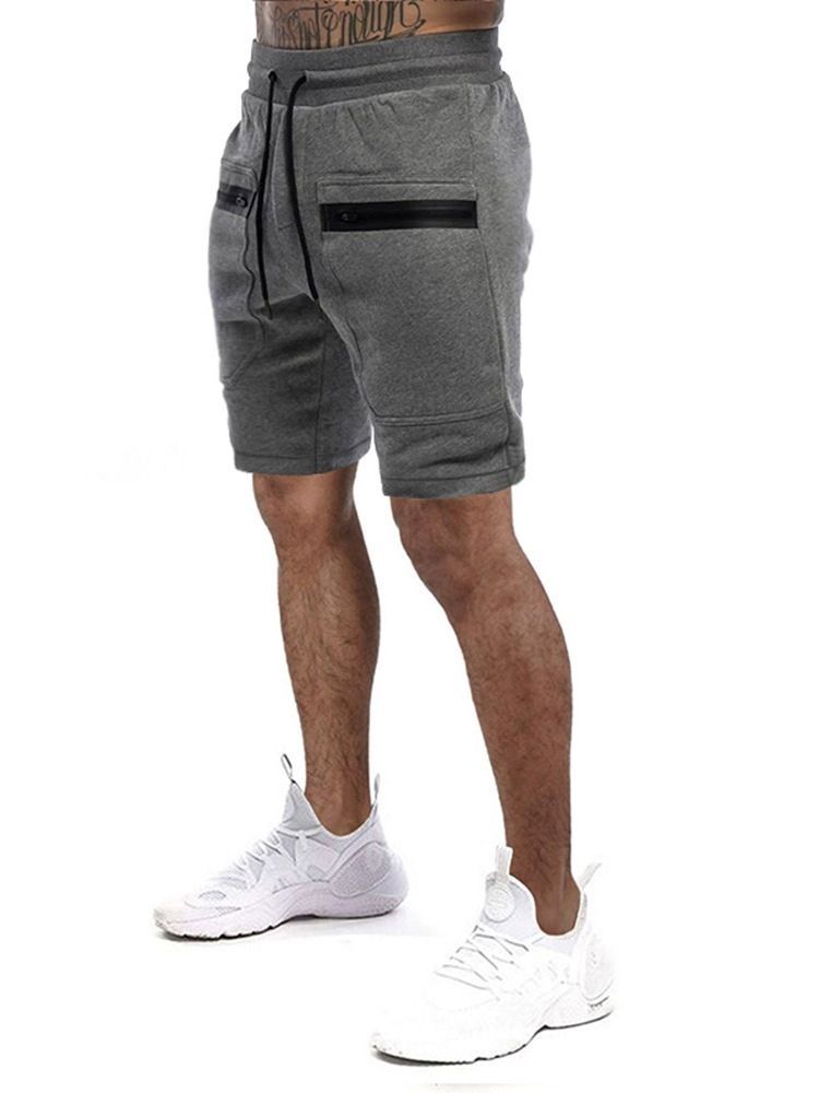 Shorts Masculinos Com Cadarço Esporte Liso Colorido De Bolso