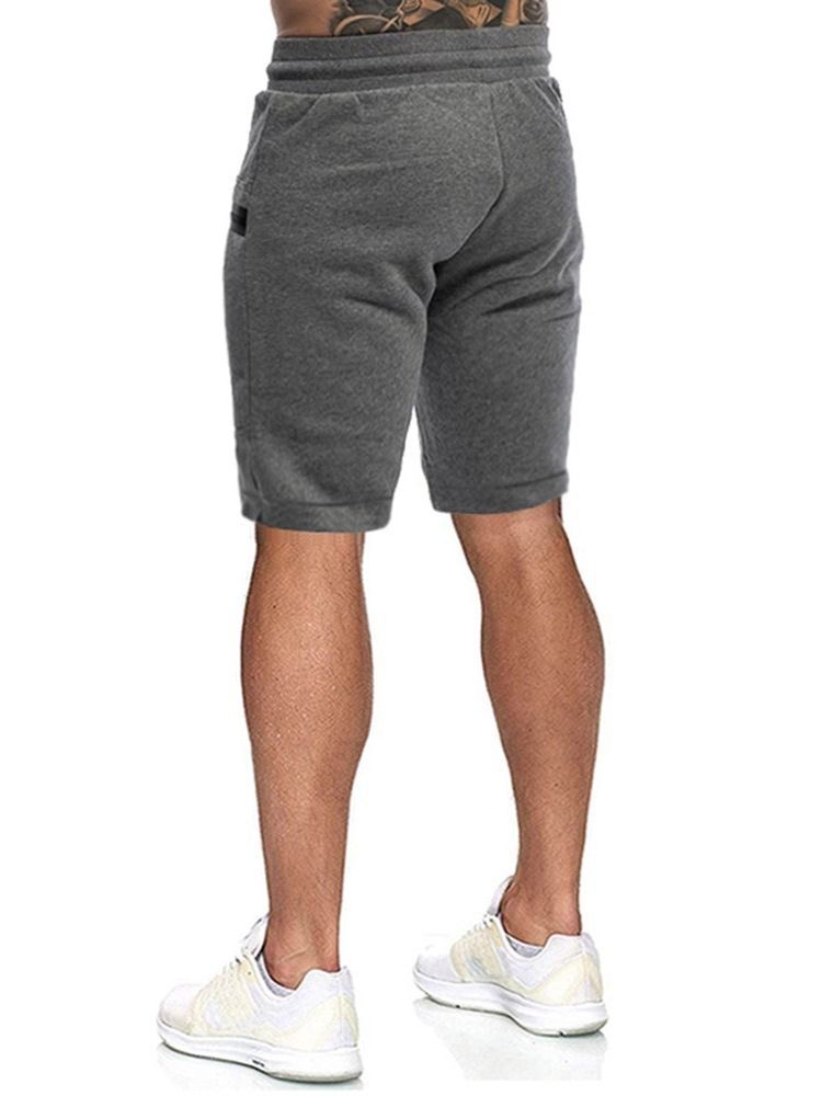 Shorts Masculinos Com Cadarço Esporte Liso Colorido De Bolso