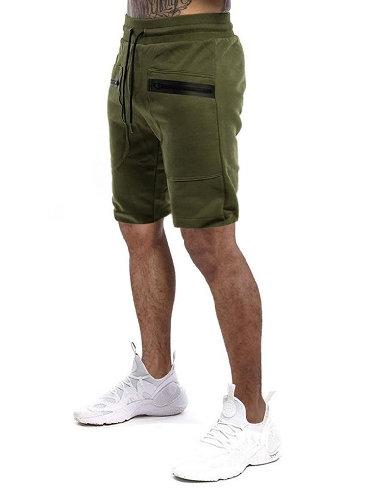 Shorts Masculinos Com Cadarço Esporte Liso Colorido De Bolso