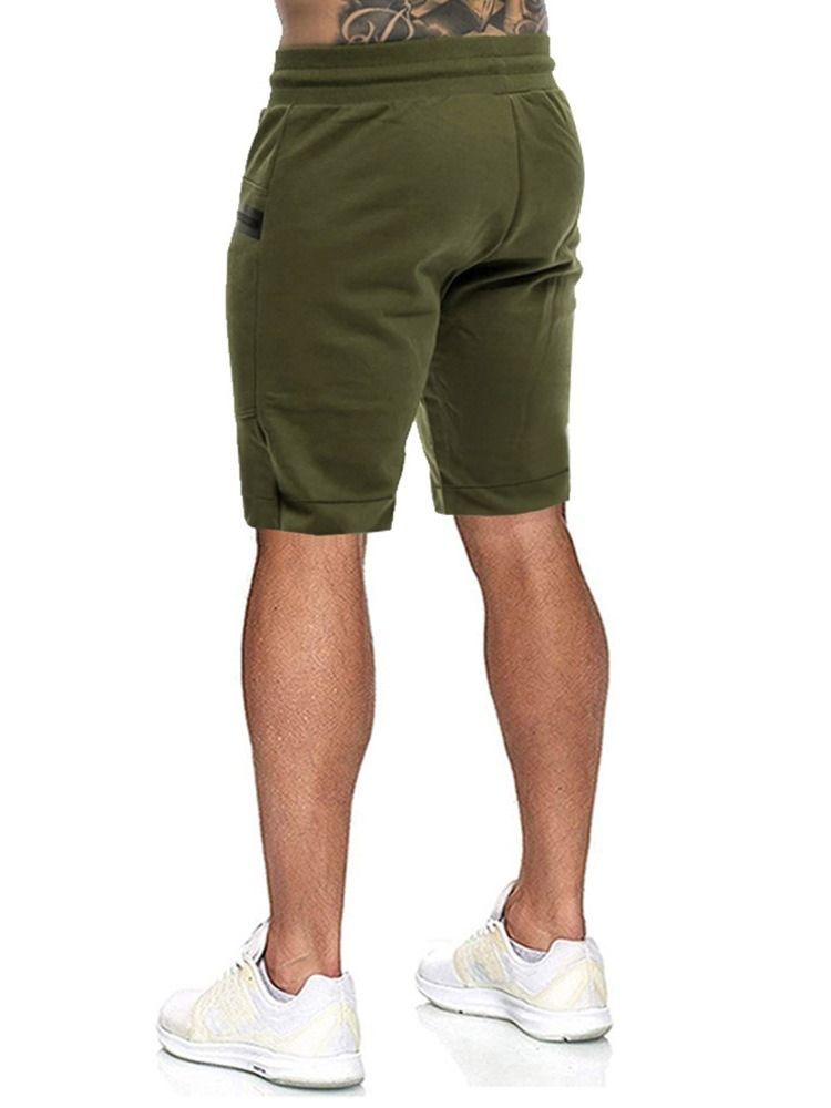 Shorts Masculinos Com Cadarço Esporte Liso Colorido De Bolso