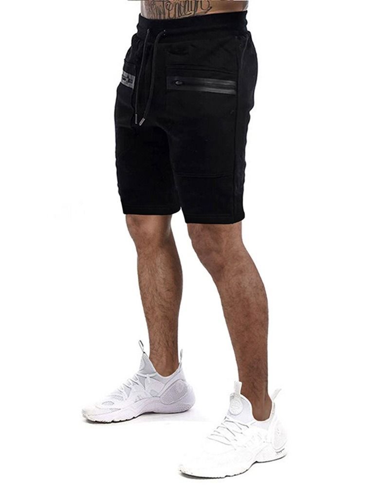 Shorts Masculinos Com Cadarço Esporte Liso Colorido De Bolso