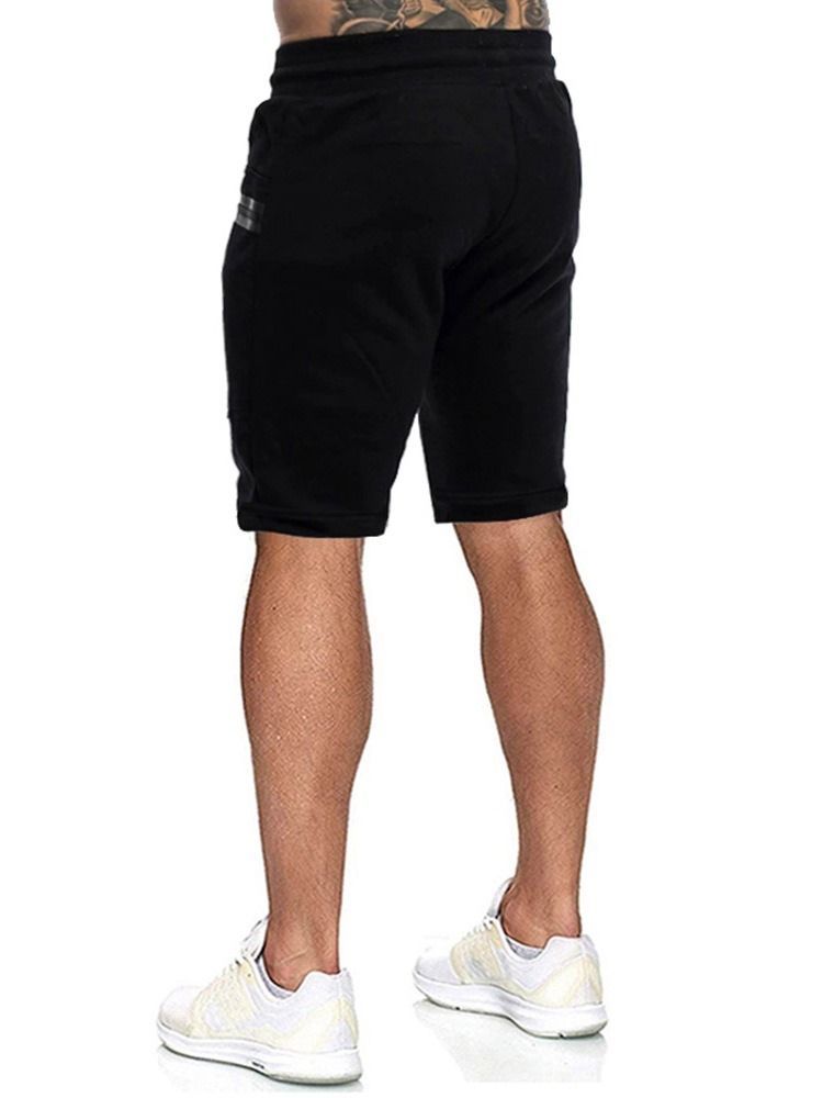 Shorts Masculinos Com Cadarço Esporte Liso Colorido De Bolso