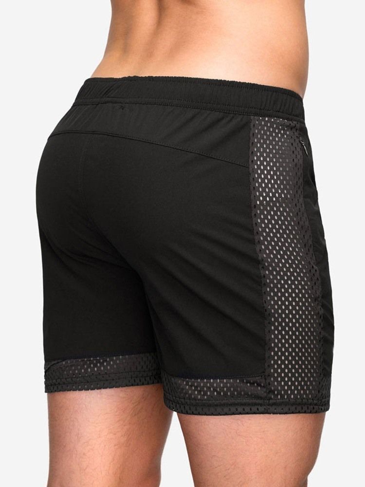 Shorts Masculinos Com Cordões Finos Lisos De Cintura Média Casual