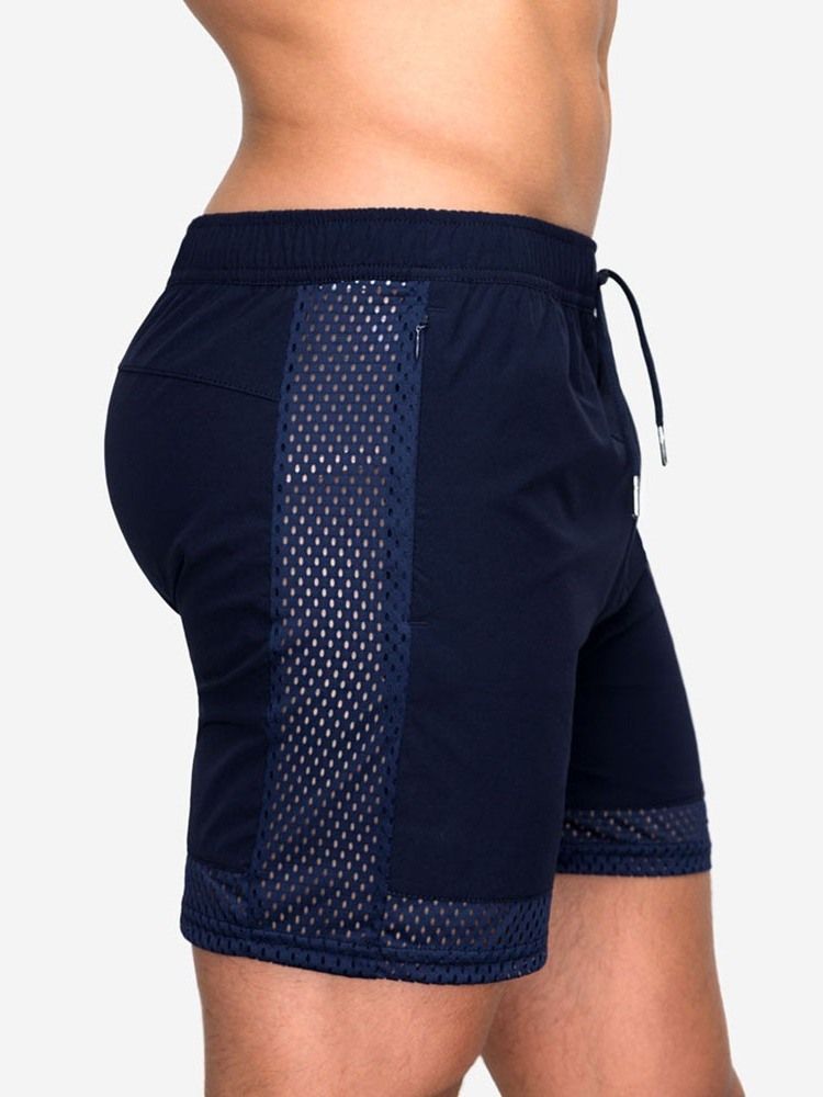 Shorts Masculinos Com Cordões Finos Lisos De Cintura Média Casual