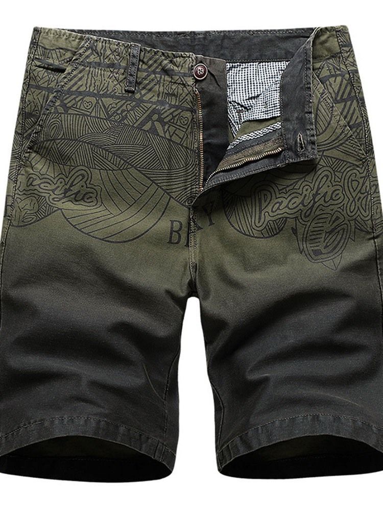 Shorts Masculinos Com Estampa Reta E Casual Com Zíper