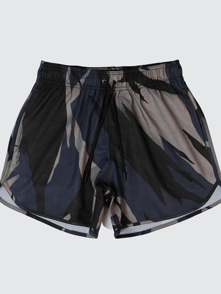 Shorts Masculinos Slim Com Cordões Camuflados Casuais