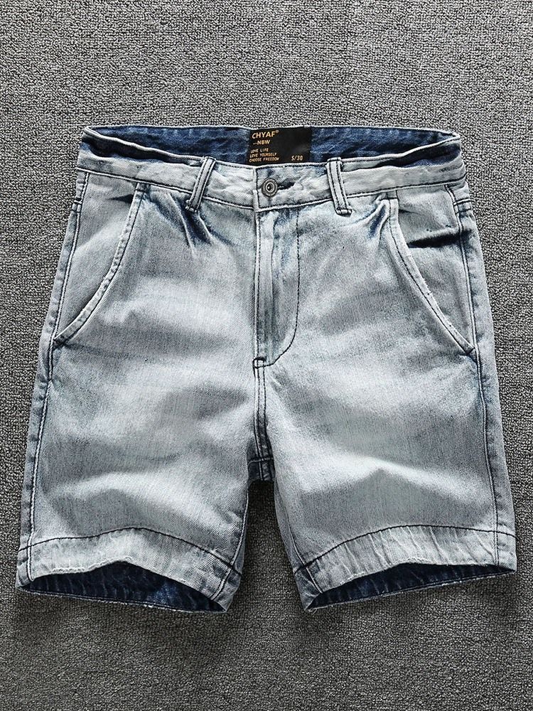 Shorts Reto Liso Com Zíper De Cintura Média Masculina