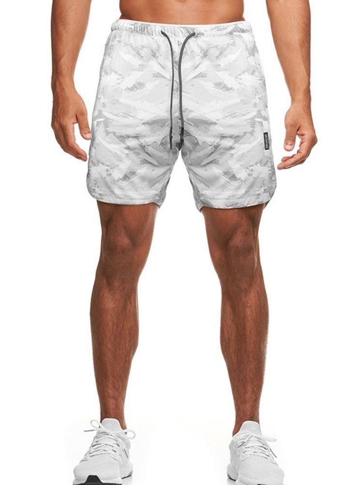 Shorts Slim Camuflagem Estampados Casuais De Cintura Média Masculina