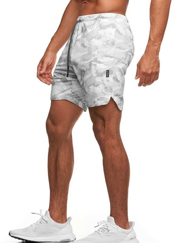 Shorts Slim Camuflagem Estampados Casuais De Cintura Média Masculina