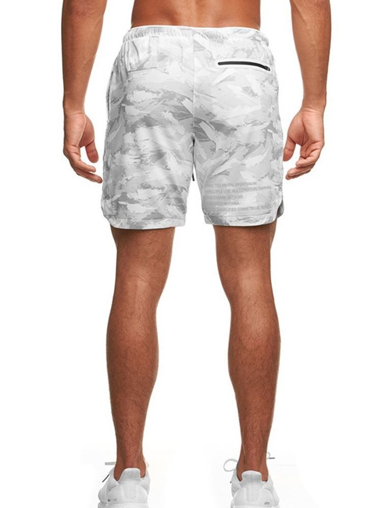 Shorts Slim Camuflagem Estampados Casuais De Cintura Média Masculina