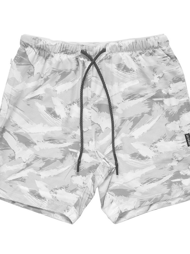 Shorts Slim Camuflagem Estampados Casuais De Cintura Média Masculina