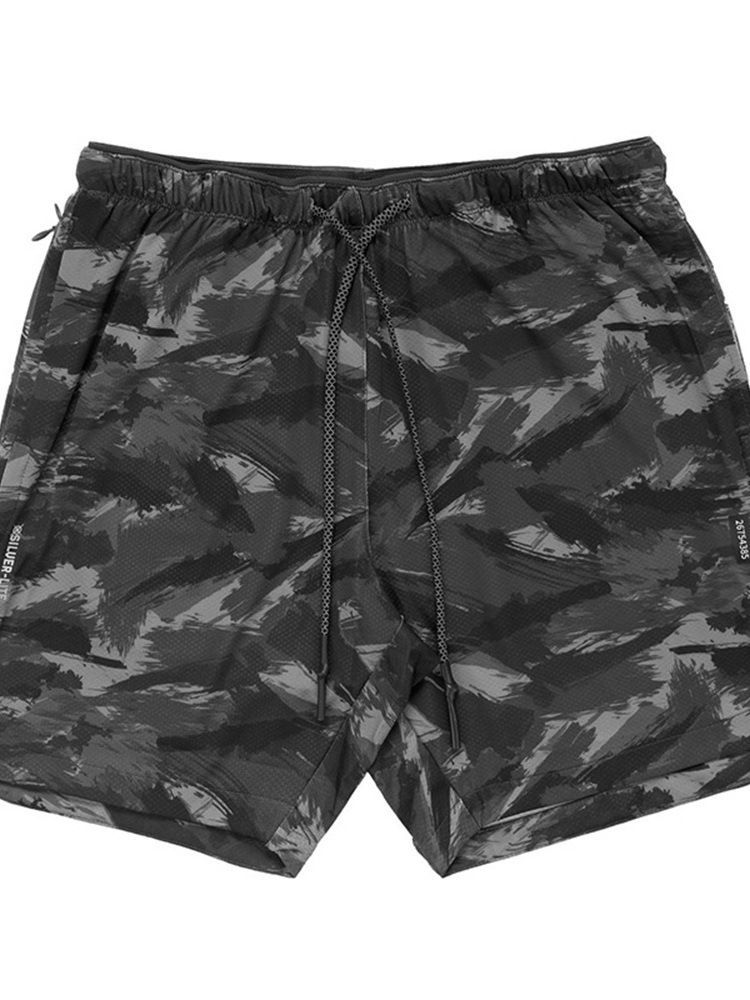 Shorts Slim Camuflagem Estampados Casuais De Cintura Média Masculina