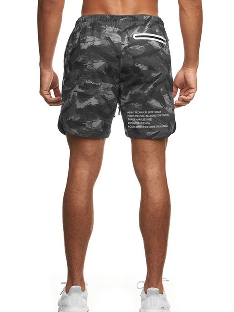 Shorts Slim Camuflagem Estampados Casuais De Cintura Média Masculina